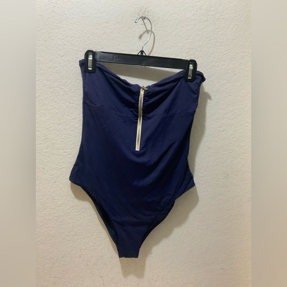 MELISSA ODABASH NAVY strapless one piece SWIMSUIT SIZE 10